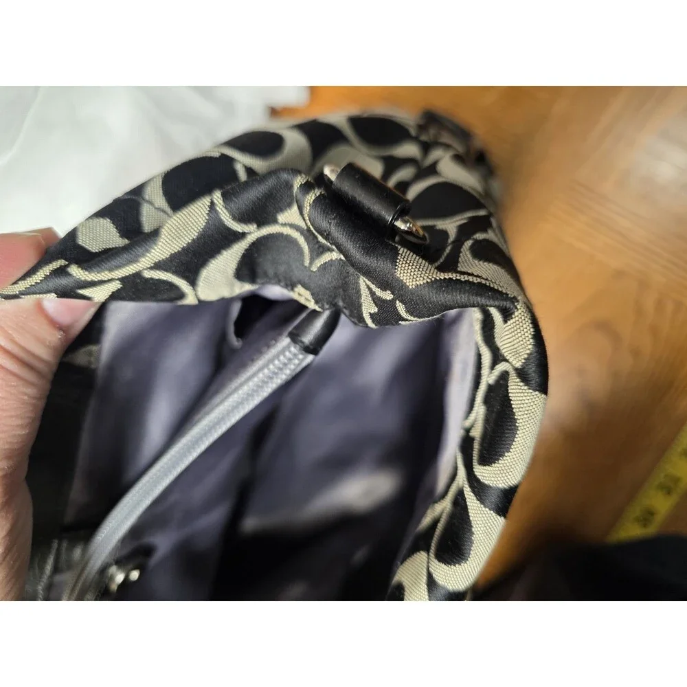 Coach 15510 Ashley Gathered Carryall Satchel Black White Signature EUC